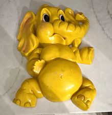 Vintage 1978 HOMCO Yellow Elephant Ceramic Wall Hanging Figurine Retro Decor picture