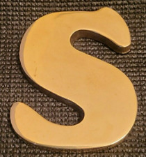 Vintage Solid Brass Letter S Paperweight - 4 x 3 1/8 inches picture