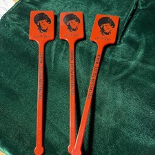 3) Polynesian Palace Don Ho Red 6-1/4in Swizzle Sticks Waikiki Vintage USA picture