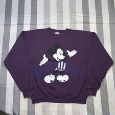 VTG Disney Designs Walt Disney World Mickey Mouse All Over Print USA Purple Sz L picture