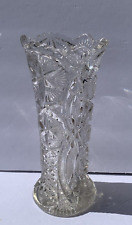 Vintage Beautiful Clear Crystal 9 3/4” tall burst Cut Flower Bud Vase Crystal picture