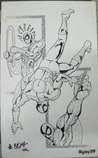 vtg original comic art ink sketch - Al Bigley Spiderman Spidey 1989 v1 picture