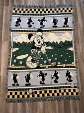 NWOT Vintage Mickey Mouse Golf Tapestry Throw Blanket 50x60 picture