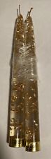 MCM 8 “ Clear Lucite Tapered Candles Gold Flakes Presentti Italy Style New picture