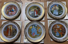Franklin Porcelain Grimm's Fairy Tales Collector Plates Set of 6 1978 Gold picture