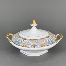 Antique Koenigszelt Silesia Covered Vegetable Bowl Tureen Germany Gold Floral 10 picture
