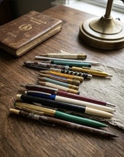 11 VTG Mid-Century Advertising Pen/Pencil - Scripto, Windsor, ILL History Lot picture