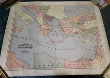 The Journeys Of The Apostle Paul Sunday School Board Map Vintage Antique 1914 picture