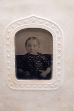 Antique Gem Tintype Child Photo Potter Patent 1865 3 Cent Revenue Stamp CDV picture