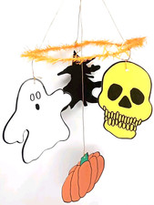 Vintage 1980s Eureka Black Witch Skull Halloween Mobile picture