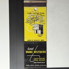 Hotel Drake Wiltshire San Francisco Vintage 1950s Black Yellow Matchbook picture