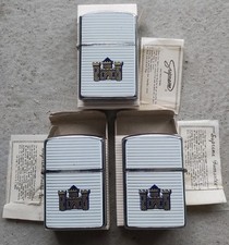 VINTAGE LDL FLIP TOP SUPREME CASTLE CIGARETTE LIGHTER KENT BRAND IN BOX LOT OF 3 picture