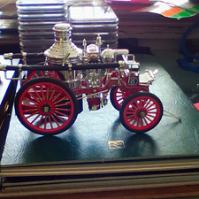 D.E.D. #8 Antique Style Vintage Fire Engine Model Red & Silver, Red Wheels picture