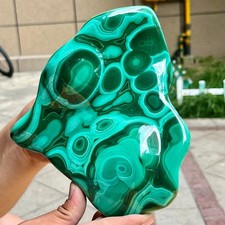 Authentic Malachite Stone Half Polish Half Raw Natural Patterns 3.4 lb picture