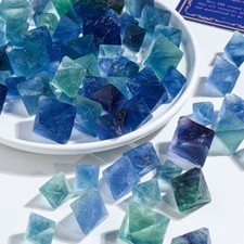 100g/Lot Natural Blue Fluorite Octahedron Crystal Mineral Crystal Healing US picture