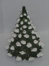 BEAUTIFUL MASSIVE VINTAGE CERAMIC SNOW FROSTED CHRISTMAS TREE 3 PIECE HEAVY READ picture