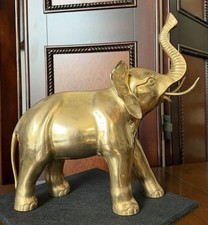 Vintage Brass Elephant Statue Figurine Large Hollywood Regency Asian Style Decor picture