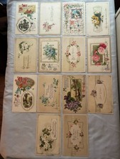 Lot of 14 1910-1913 Winsch Greeting, Best Wishes Vintage Embossed Postcards (D9) picture
