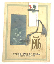 Vintage 1916 Citizens Bank Galena Advertising Calendar Antique Paper Ephemera picture
