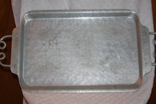 Vintage Wrought Farberware Rectangular Tray Acorn Leaf Patters picture