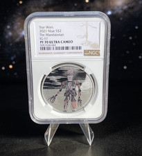 MANDALORIAN IG-11 2021 NIUE - 1oz SILVER COIN - NGC PF70 Star Wars Series picture