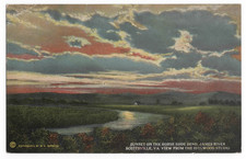 SUNSET ON THE HORSE SHOE BEND JAMES RIVER SCOTTSVILLE, VA W.E. BURGESS POSTCARD picture
