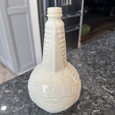 Antique 1939 Worlds Fair Milk Glass Bottle New York Souvenir Uranium Globe picture