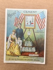 MAJOR'S CEMENT Liquid Glue USA Flags 300 lbs. Stone Advertising Rare Trade Card picture