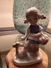 Vintage Porcelain 1988 Figurine Young Girl With A Dog 5” Made In Korea picture