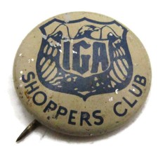 Vintage IGA Shoppers Club Grocery Store Advertising Pinback Button picture