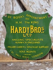VINTAGE HARDY BROS PORCELAIN SIGN OLD ANGLING FLY FISHING ROD REELS TACKLE UK picture