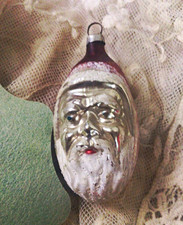 Antique Santa Head Figural ornament~ Mercury Glass/ feather Tree Christmas Santa picture