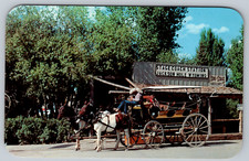 c1960s Jackson Wyoming Old Stagecoach Stage Station Square Chrome Postcard picture