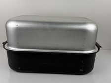 Vtg Miracle Maid Large Rectangular Turkey Roaster Pan High Dome Lid Rack 3 76 picture
