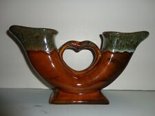 Vintage 1960 Van Briggle Pottery Double Cornucopia Heart Vase Beautiful picture