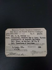 Vintage Rare 1964 - 1968  Texas & Pacific Missouri Railroad Railway Pass Ticket picture