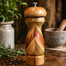 2004 Handcrafted Segmented Wood Pepper Mill Signed Studio Artisan Grinder picture