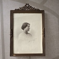 Antique Framed Black & White Portrait Photograph of Woman, Portrait Orientation picture