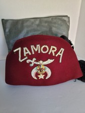 Vintage ZAMORA Masonic Shriner's Fez Size 7 3/4 Birmingham AL With Bag picture