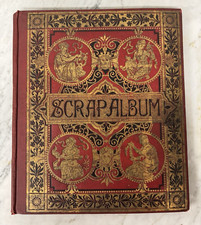 Antique Victorian Scrapbook Album Pages of Decorative Attached Die Cut Cutouts picture
