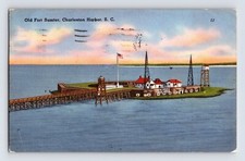 Postcard South Carolina Charleston Harbor SC Fort Sumter 1958 Posted Linen picture