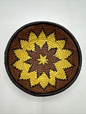 Small Woven Grass Basket Trinkets Basket Yellow Brown & Black picture