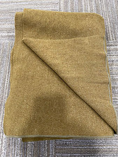Vintage Military Surplus Wool Blanket Olive Drab/Tan Militaria Theme picture