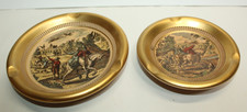 Pair of Vintage Hand Made in Italy Florentine Ashtrays Round 6 7/8