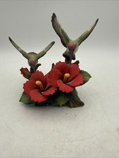 2001 Holster House Hummingbird Club Porcelain Hummingbird/Flower Figurine 6” picture