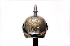 German Pickelhaube  19th Century Steel Helmet with Liner Cosplay LARP Accessory picture