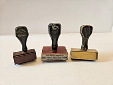 Vintage Batesville IN First National Bank Rubber Stamp Lot Wood Handle Antique picture