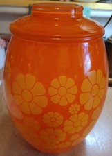 Vintage Bartlett Collins Orange With Yellow Daisies Cookie Jar picture