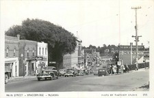 Bracebridge Main Street Muskoka Ontario RPPC Thatcher Studio 1940s 1950s Cars picture