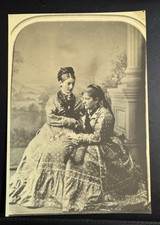 Antique Sepia-Toned Studio Portrait of Two Victorian-Era Women Photo 5x3.5 picture